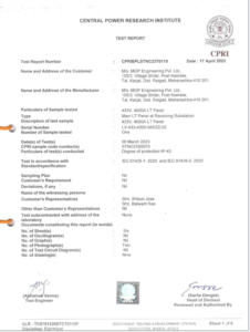 CPRI Test Certificates